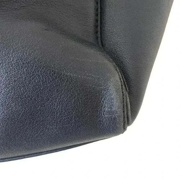 Kate Spade New York Logo Black Leather Tote Double Handles Shoulder Bag Ruffle - Picture 7 of 16